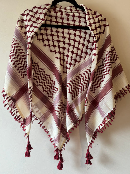 Kuffiyeh - Off White and Maroon (Made in Palestine)