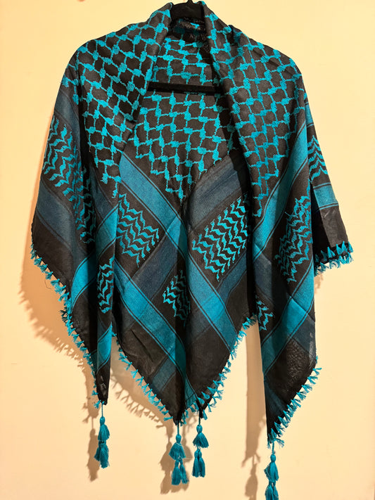 Kuffiyeh  - Black and Teal (Made in Palestine)