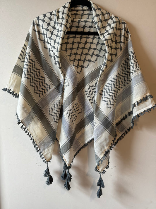 Kuffiyeh - Off White and Gray (Made in Palestine)