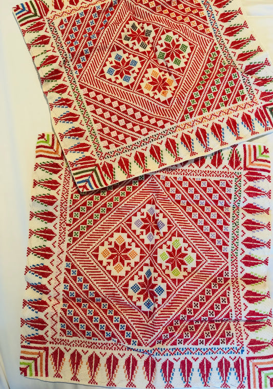 Tatreez (Embroidery) - Set of two handmade pillowcases