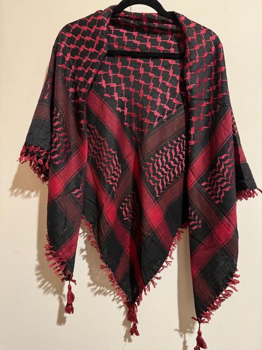 Kuffiyeh  - Black and Red (Made in Palestine)