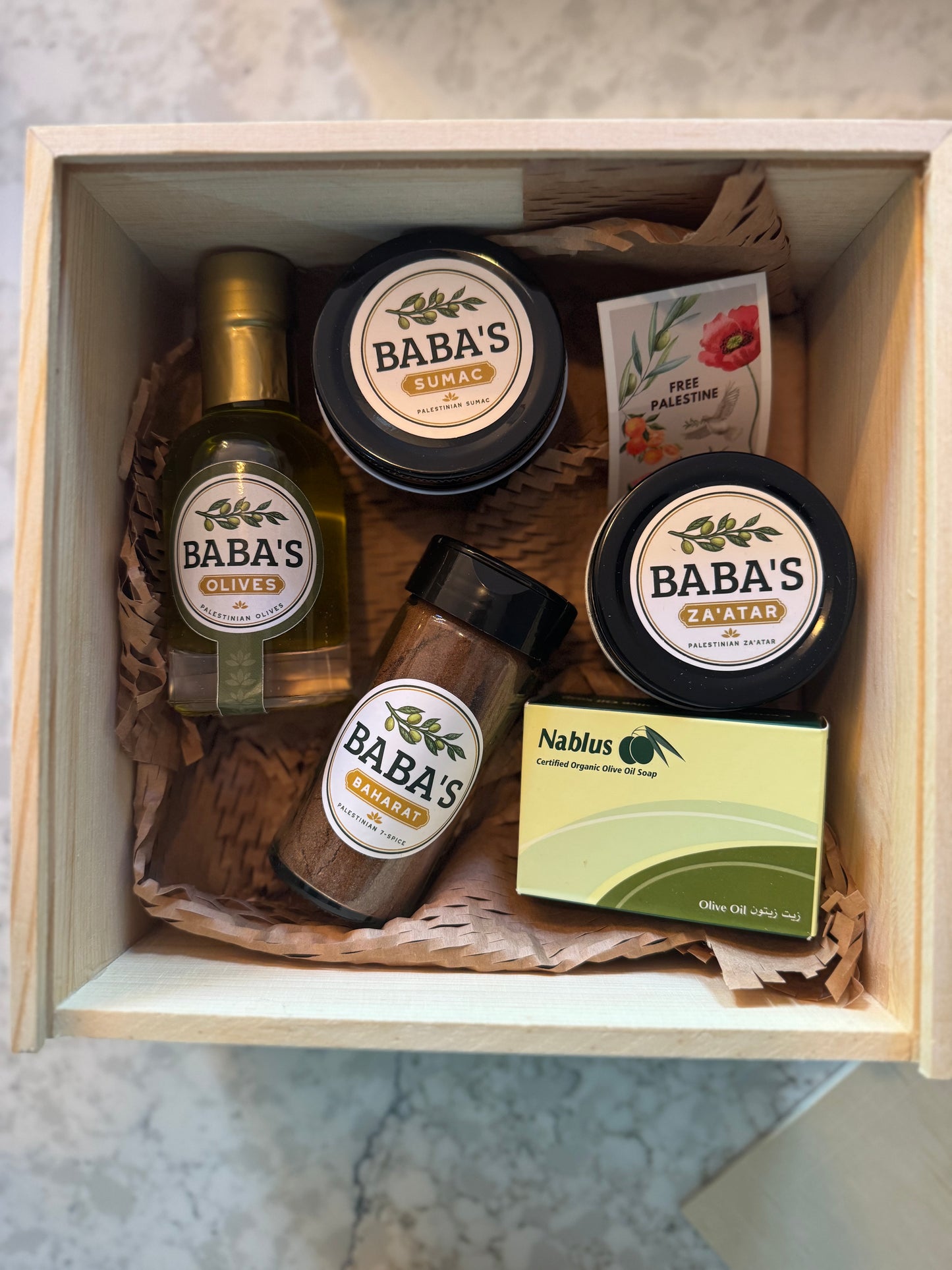 Taste of Palestine Gift Set in Natural Pine Wood Box