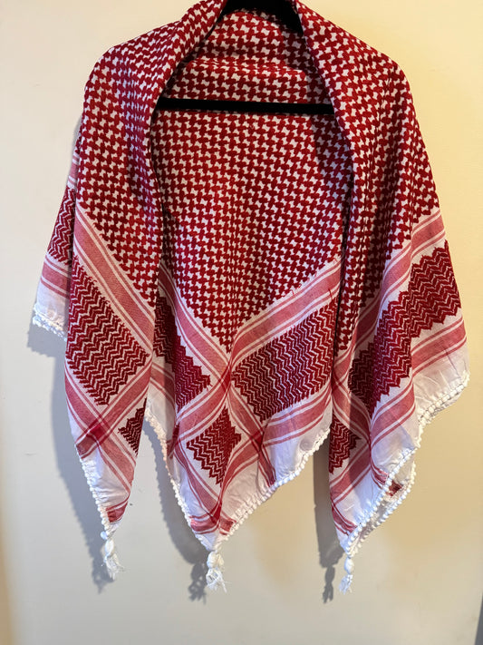 Kuffiyeh - THICK Red and White (Made in Palestine)