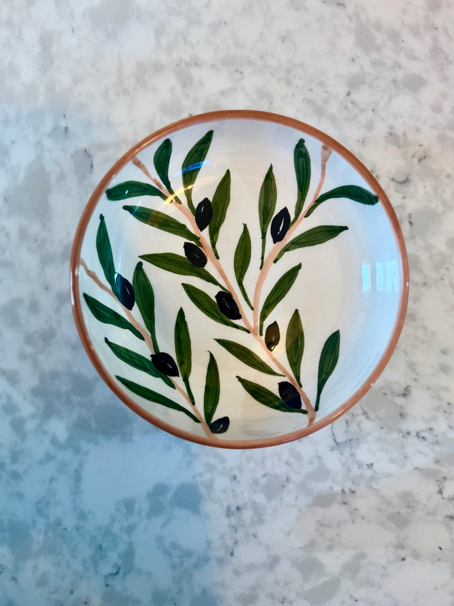 Ceramic Bowl - Olive Design