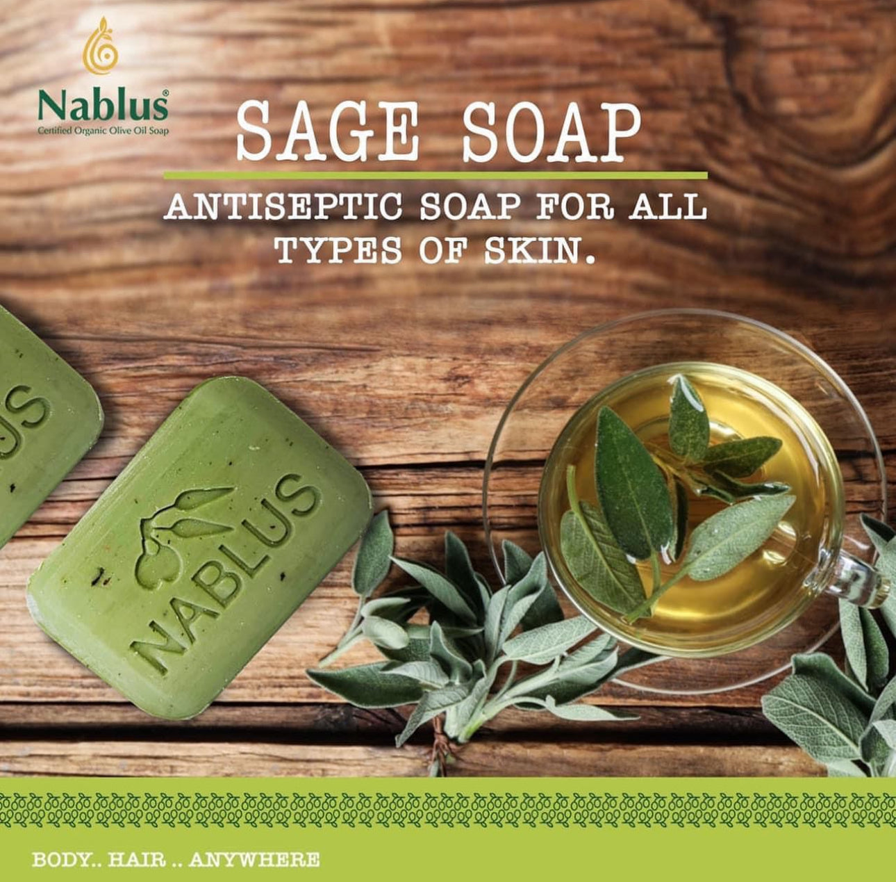 Organic Nablus Olive Oil Soap: Sage